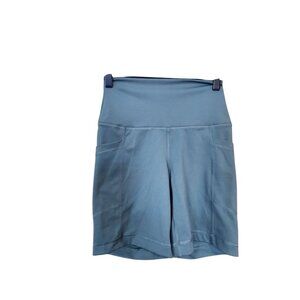 Yogalicious Lux Womens Tribeca 7" Shorts S Blue Polyester/Spandex Stretch Active